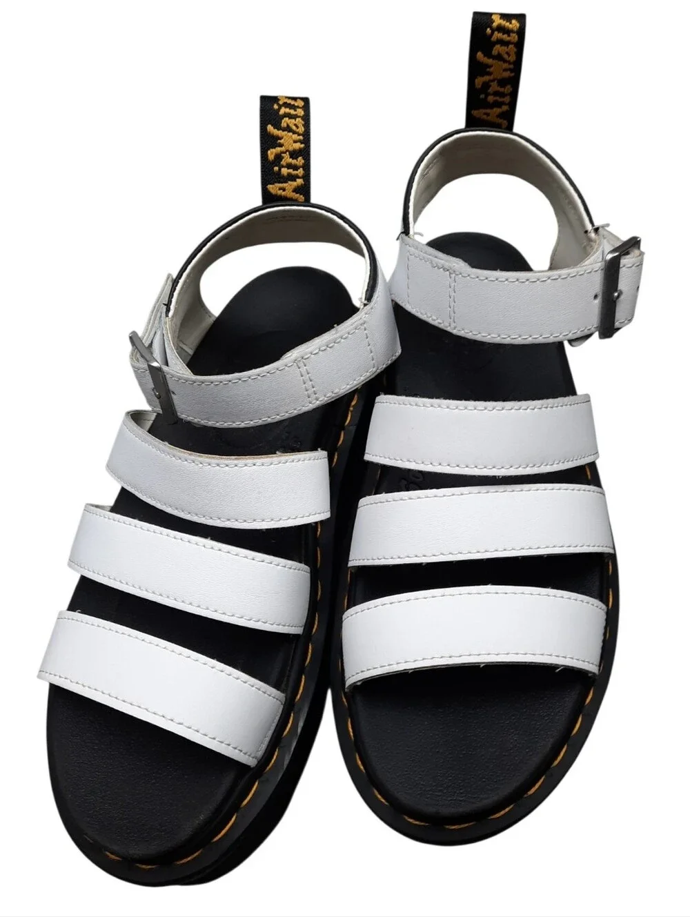 Dr Martens Blaire Quad AirWear White Leather Platform Sandals SZ 8